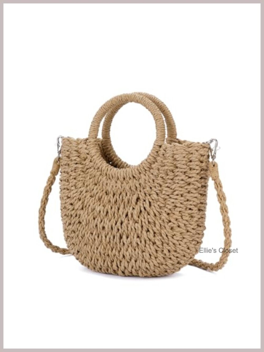 Straw Crochet Hobo Bag for Women - Handmade Woven Half Moon Purse Summer Beach